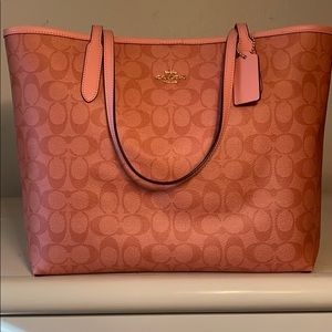 Pink Canvas Coach City Tote Candy Apple Candy Pink
